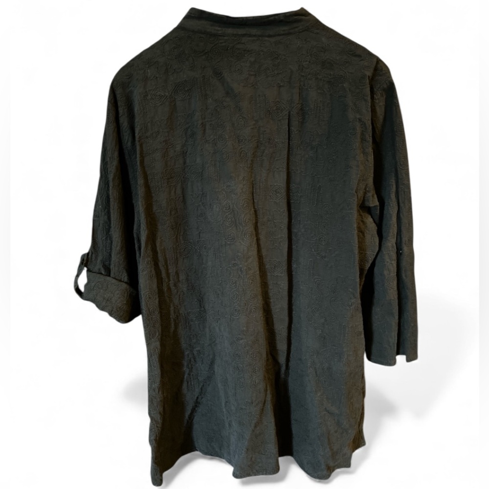 Focus Casual Life Button Front Tunic Gauze Shirt Size XL Embroidered Cotton - Picture 3 of 13